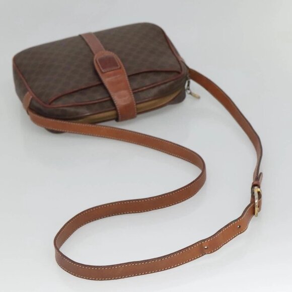 CELINE Macadam Canvas Shoulder Bag PVC Leather Brown Gold Auth BA2501 - Picture 8 of 16